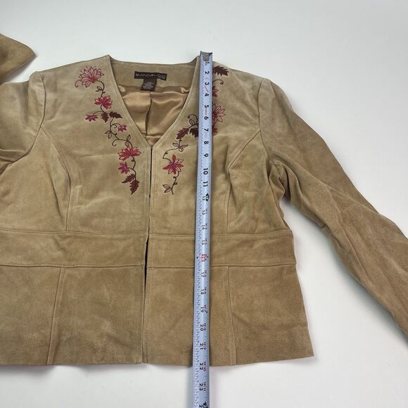 Vintage Floral Embroidered Suede Leather Jacket 14P Boho Festival Western Y2K - Picture 12 of 15
